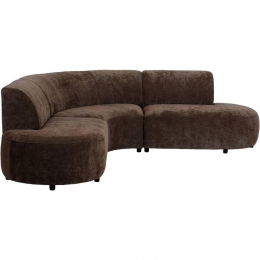 20korting-LeenBakker-HoekbankLunaRond-Rebel-Stof-Bruin-260x260x80Cm