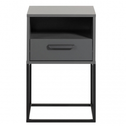 25korting-LeenBakker-NachtkastjeTokio-1LadeEnVak-Antraciet-Spaanplaat-Grijs-40x65x385Cm