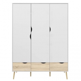 25korting-LeenBakker-KledingkastDelta-3-deurs-eiken-Spaanplaat-Wit-581x1472x2001Cm