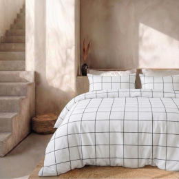 DekbedovertrekPercaleKatoen-SquaredWit-Lits-Jumeaux240x220Cm-WitPercaleKatoen-Effen-Presence-Dekbed-Discounternl