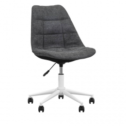 LeenBakker-BureaustoelSenja-GebloktAntraciet-WitMetaal-Stof-Grijs-65x65x875Cm