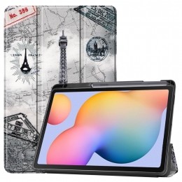 SamsungGalaxyTabS6Litehoes-Tri-FoldBookCasemetStylusPenhouder-Eiffeltoren