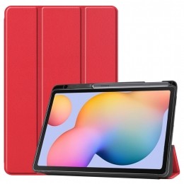 SamsungGalaxyTabS6Litehoes-Tri-FoldBookCasemetStylusPenhouder-Rood