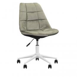 LeenBakker-BureaustoelSenja-Geblokt-WitMetaal-Velvet-Groen-65x65x875Cm