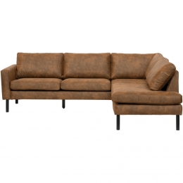 20korting-LeenBakker-HoekbankCollinRechts-Cognac-Stof-Bruin-195x247x81Cm