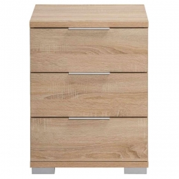 25korting-LeenBakker-NachtkastjeValencia-3Lades-Eikenkleur-Spaanplaat-Bruin-46x61x42Cm