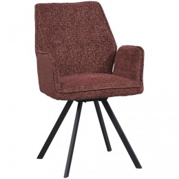 40korting-LeenBakker-EetkamerstoelRaffyMetArmleuning-Wijn-Stof-Rood-58x62x92Cm