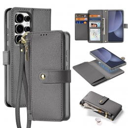 DuxDucis-TelefoonHoesjegeschiktvoorSamsungGalaxyS25Ultra-HoesjegeschiktvoorMagsafeMagneet-2in1WalletBookCase-LawaSeries-Grijs