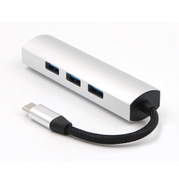 USBSplitter-USBHub30-4Poorten-USB-Caansluiting-Aluminium-Zilver