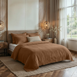 DekbedovertrekPercale-Katoen-Mousseline-Terracotta-Eenpersoons140x200Cm-BruinPercaleKatoenKatoen-Effen-Dreamhouse-Dekbed-Discounternl