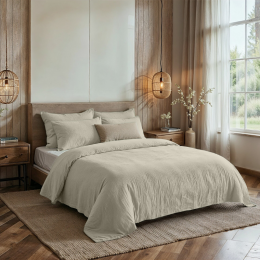 DekbedovertrekPercale-Katoen-Mousseline-Ecru-Lits-Jumeaux240x220Cm-CrmePercaleKatoenKatoen-Effen-Dreamhouse-Dekbed-Discounternl