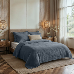 DekbedovertrekPercale-Katoen-Mousseline-Navy-Tweepersoons200x200Cm-NavyPercaleKatoenKatoen-Effen-Dreamhouse-Dekbed-Discounternl