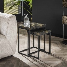 LifestyleFurnBijzettafelKaeoTeakhoutSetvan2stuks-ZwartGoud