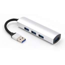 USBSplitter-USBHub30-4Poorten-USB30aansluiting-Aluminium-Zilver