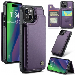 CaseMe-TelefoonhoesjegeschiktvooriPhone15-BackCovermetRFIDPasjeshouder-Paars