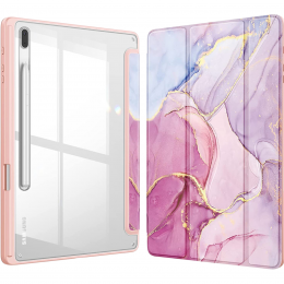 Hoozey-TablethoesgeschiktvoorSamsungGalaxyTabS8S720222020-11inch-Sleepcovermetpencilhouder-Marmerprint-Roze