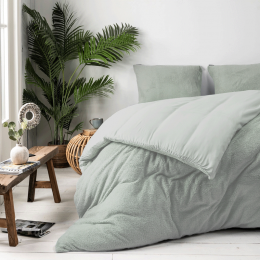 DekbedovertrekTeddy-Jade-Lits-Jumeaux240x220Cm-GroenMicrovezelTeddy-Effen-FreshAndCo-Dekbed-Discounternl