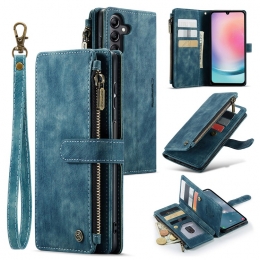 CaseMe-TelefoonhoesjegeschiktvoorSamsungGalaxyA244G-WalletBookCasemetritssluiting-Magneetsluiting-Blauw