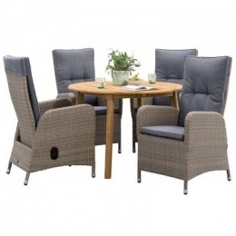 LeSudtuinsetstandenstoelVeronaDijonrond-grijs-5-delig