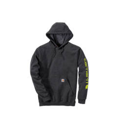 CarharttSleeveLogoHoodedSweatshirtCarbonHeather-S