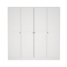 25korting-LeenBakker-KledingkastLynn4-deurs-200x196x62Cm-Spaanplaat-Wit-617x1955x2001Cm
