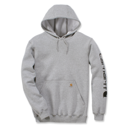 CarharttSleeveLogoHoodedSweatshirtHeatherGrayBlack-M