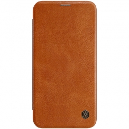 AppleHoesjegeschiktvooriPhone12ProMax-QinLeatherCase-FlipCover-Bruin