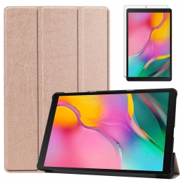 SamsungGalaxyTabA1012019hoes-Tri-FoldBookCaseScreenprotector-RosGoud