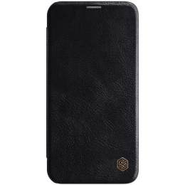 AppleHoesjegeschiktvooriPhone12ProMax-QinLeatherCase-FlipCover-Zwart