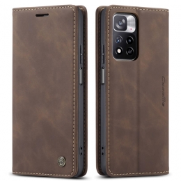 CaseMe-HoesjegeschiktvoorXiaomiRedmiNote11Pro-WalletBookCase-Magneetsluiting-DonkerBruin