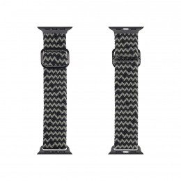 DuxDucis-SmartWatchBandjecompatibelmetAppleWatchSeries42mm44mm45mm-GevlochtenNylonStrapMixtureVersion-GroenenZwart