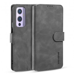 CaseMe-OnePlus9Hoesje-MetMagnetischeSluiting-MingSerie-LerenBookCase-Grijs