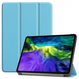TablethoesvoorAppleiPadPro20212020tri-foldhoes-CasemetAutoWakeSleepfunctie-LichtBlauw