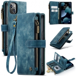 CaseMe-TelefoonhoesjegeschiktvoorAppleiPhone13Mini-WalletBookCasemetritssluiting-Magneetsluiting-Blauw