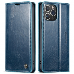 CaseMe-TelefoonhoesjegeschiktvoorAppleiPhone14Pro-FlipWalletCase-Blauw