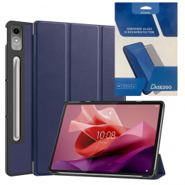 TablethoesenScreenprotectorgeschiktvoorLenovoTabP12-Tri-foldhoesmetAutoWakefunctie-Blauw