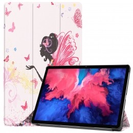 LenovoTabP11Hoes-11Inch-Tri-FoldBookCase-AutoSleepWakeFunctie-FlowerFee