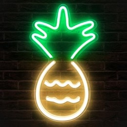 LEDNeonWandlampAnanasOpUSB44x26x2cmGroenGeel