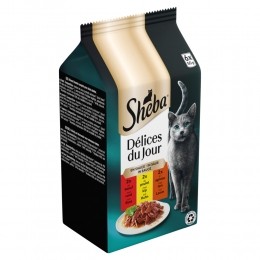 ShebaDlicesDuJourKattenvoerNatSelectieMaaltijdzakjesMultipackGevogelteinSaus6x50gr