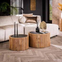 LifestyleFurnRondeSalontafelHebahAcaciahoutenleisteenSetvan2stuks