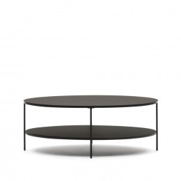 KaveHomeOvaleSalontafelFideiaGlasenMetaal110x65cm-Zwart-Ovaal