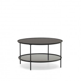 KaveHomeRondeSalontafelGildaGlasenMetaal80cm-Zwart