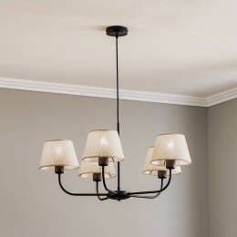 TKLightingKroonluchterChicagolinnenlampenkappen5-lamps
