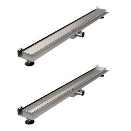 DouchegootBrauerGeborsteldRVSMuurMontageInclusiefVloerflens90x7cmZeroTegelinlegroosterOmkeerbaarBrauer