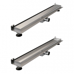 DouchegootBrauerGeborsteldRVSMuurMontageInclusiefVloerflens70x7cmZeroTegelinlegroosterOmkeerbaarBrauer