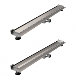 DouchegootBrauerGeborsteldRVSMuurMontageInclusiefVloerflens100x7cmZeroTegelinlegroosterOmkeerbaarBrauer