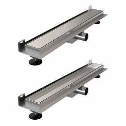 DouchegootBrauerGeborsteldRVSMuurMontageInclusiefVloerflens60x7cmZeroTegelinlegroosterOmkeerbaarBrauer