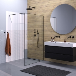 InloopdoucheBrauerFrameSet1HelderGlas120x200MetMuurprofielEnLijstRondomMatZwartBrauer