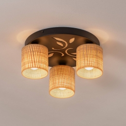LuminexPlafondlampAdelinerotanlampenkappen3-lampsrond
