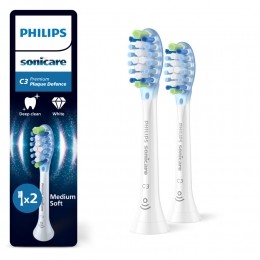 PhilipsSonicareOpzetborstelsPremiumPlaqueDefenceC3Wit2Stuks
